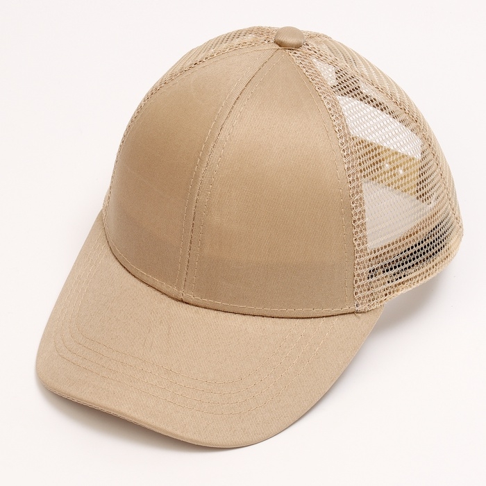 Кепка детская для девочки с сеткой, цвет бежевый, р-р 54