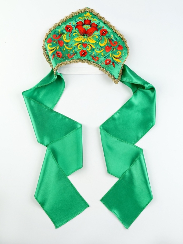 Карнавальный кокошник "Хозяйка Медной горы", цвет зелёный, р-р 54-58