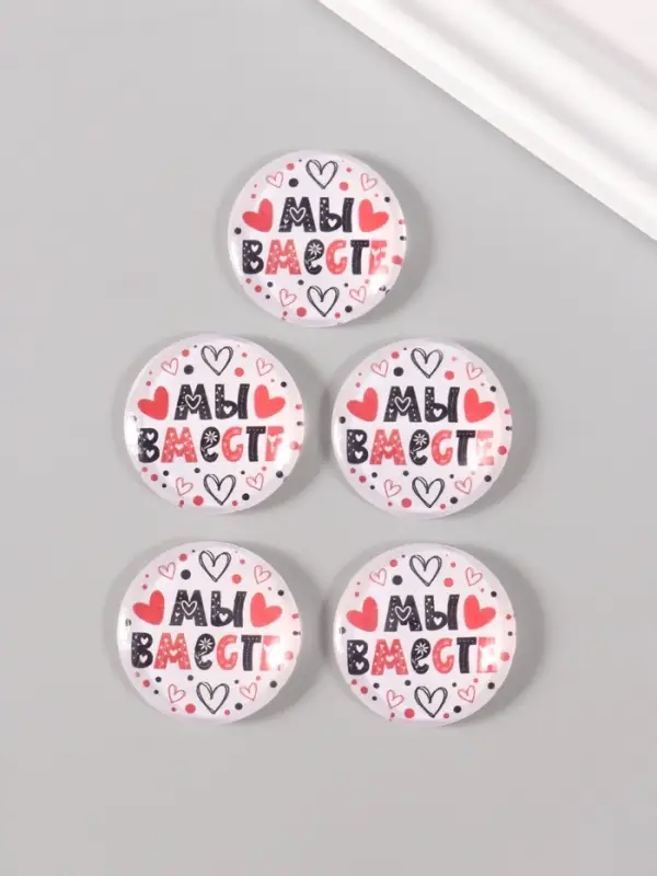 Кабошон стекло для творчества "Круг. Мы вместе" 3х3 см