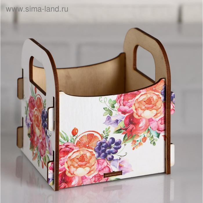 Кашпо деревянное 10.5&times;10&times;11 см подарочное Рокси Смит "Маме! Цветы", коробка