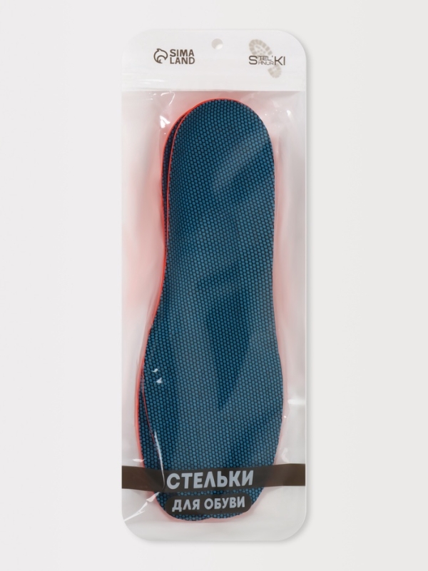 Стельки для обуви, универсальные, спортивные, р-р RU до 44 (р-р Пр-ля до 46), 28 см, пара, синий/красный