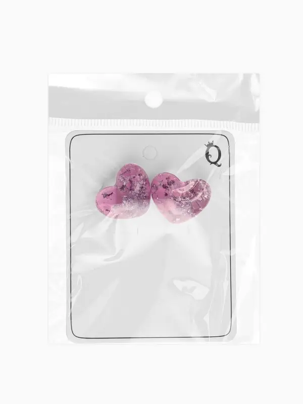 Серьги "Сердце блестка", цвет сиреневый с паталью серебро