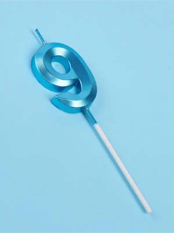 Свеча в торт на шпажке &laquo;Грань&raquo;, цифра 9, голубая, 5 см