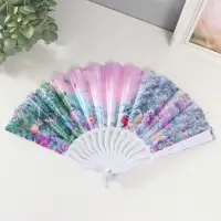 Веер пластик, текстиль "В тропиках" МИКС 23 см