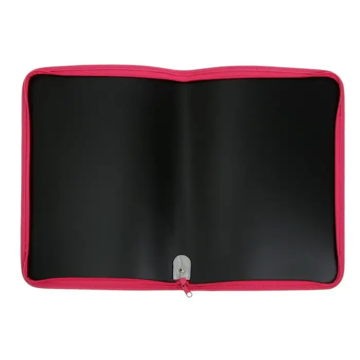 Папка пластиковая А4, 325 х 230 х 25 мм, молния вокруг, Calligrata "Офис", ПМ-А4-11, 0.5 мм, цветная, текстура "песок", Black чёрная/малиновая