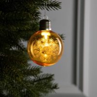 Ёлочный шар &laquo;2023&raquo;, батарейки, 1 LED, свечение тёплое белое