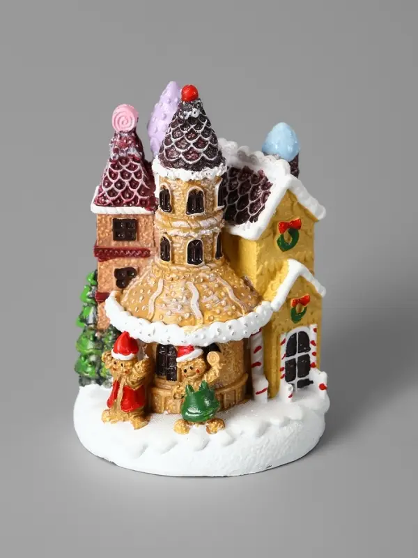 Фигура светодиодная "Пряничный замок" 10х7 см, 4 LED, LR41x3 (в компл), Т/БЕЛЫЙ