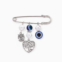 Булавка-оберег «Дерево семейного счастья», 5см, цвет синий в серебре Булавка-оберег «Дерево семейного счастья», 5см, цвет синий в серебре