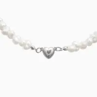 Колье жемчужное "Сердце" 35 см, цвет белый в серебре