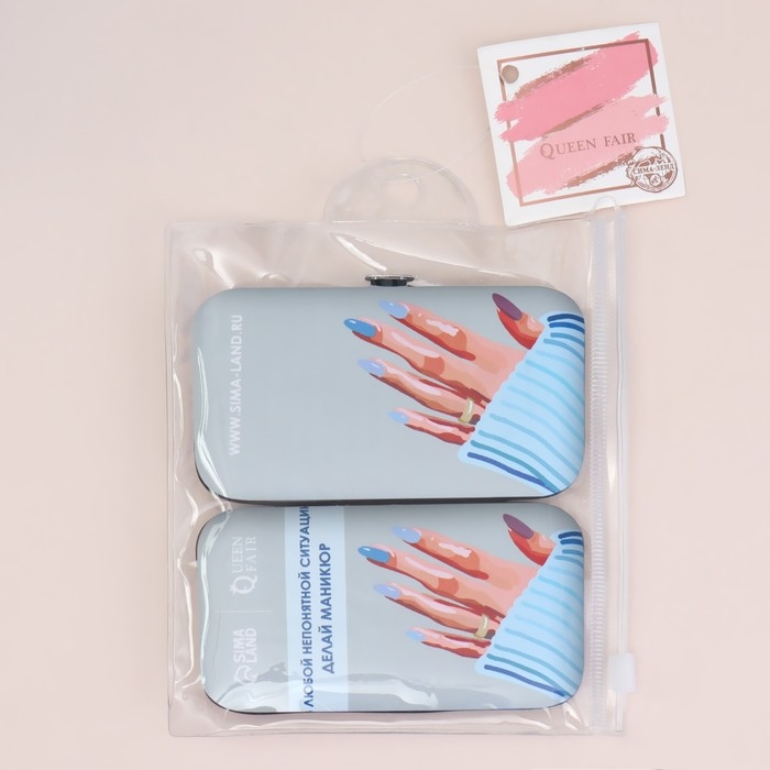 Набор маникюрный «TOUCH», 7 предметов, PVC - чехол, цвет голубой Набор маникюрный «TOUCH», 7 предметов, PVC - чехол, цвет голубой