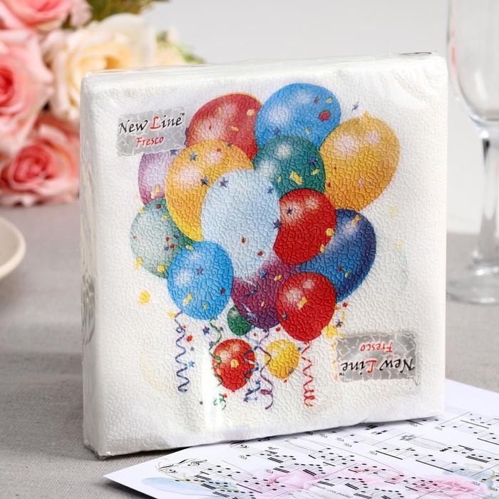 Салфетки бумажные New line FRESCO &laquo;Праздничные шары&raquo;, 2 слоя, 33*33 см, 20 шт.