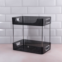 Органайзер для хранения, с ручками, 2 секции, 31 &times; 20 &times; 29 см, цвет чёрный/серебристый