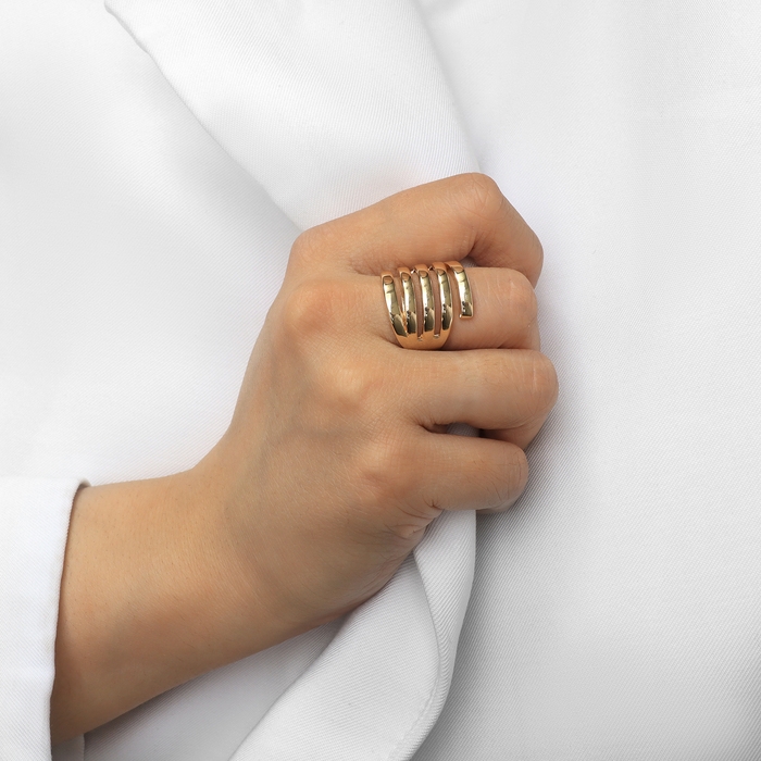 Кольцо металл &laquo;Тренд&raquo; пять линий, цвет золото, размер 17