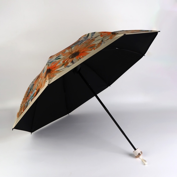 Зонт механический &laquo;Ромашки&raquo;, эпонж, 4 сложения, 8 спиц, R = 48/55 см, D = 110 см, цвет МИКС