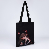 Шопер шопер &laquo;Аниме девочка&raquo;, 35х0.5х40 см, отдел без молнии, без подклада, чёрный