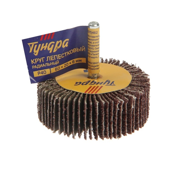 Круг лепестковый радиальный ТУНДРА, 60&times;20&times;6 мм, Р40