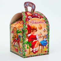 Новый год. Подарочная коробка Новогодняя КУБ МАКСИ "Детское счастье" 15 х 15 х 19 см.