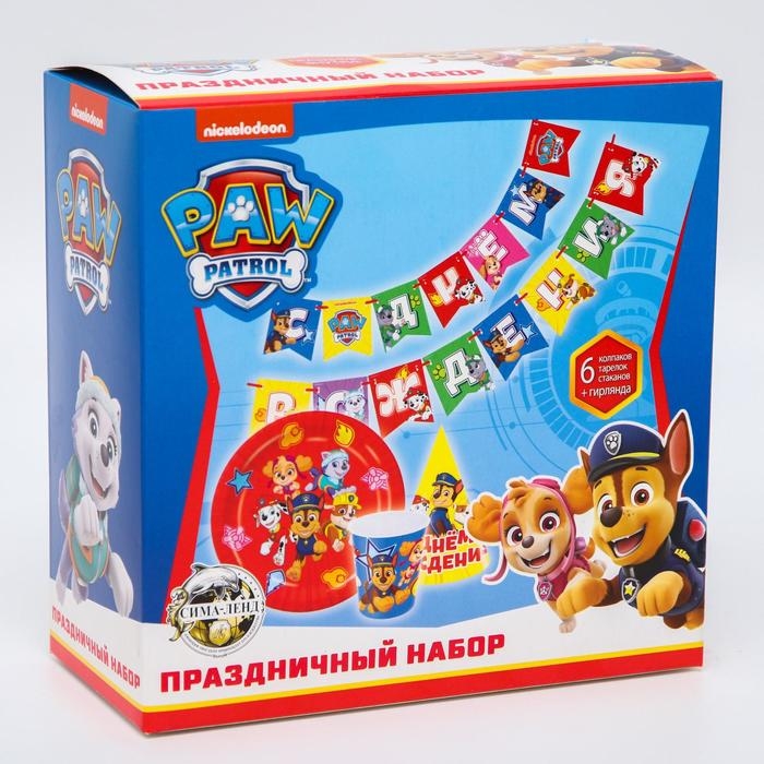 Набор бумажной посуды, на 6 персон Набор бумажной посуды, на 6 персон "С днем рождения!" , Щенячий патруль
