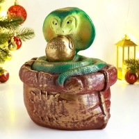 Новый год. Символ 2025. Копилка "Змея в мешке" 21х18х23см, цветная