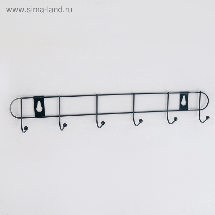 Вешалка настенная на 6 крючков Доляна &laquo;Лайт&raquo;, 34&times;5,5&times;3 см, цвет чёрный