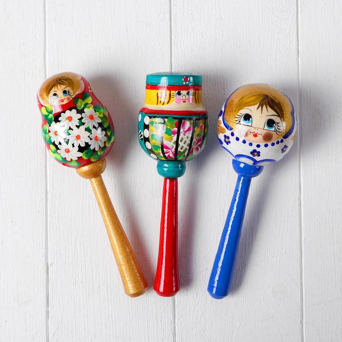 Трещотка "Маракас деревянный" МИКС, длина &mdash; 20 см