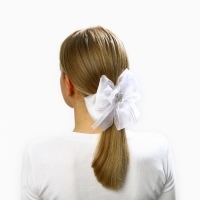 Выпускной. Бант для волос на резинке, белый, 15х14 см, Принцессы Выпускной. Бант для волос на резинке, белый, 15х14 см, Принцессы