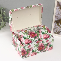 Шкатулка картон сундучок "Яркие цветы" набор 3 шт 26х18х16,5 24х16х14,5 22х14х12,7 см Шкатулка картон сундучок "Яркие цветы" набор 3 шт 26х18х16,5 24х16х14,5 22х14х12,7 см