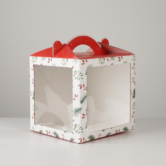 Коробка кондитерская с окном, сундук, &laquo;Happy New Year&raquo;, 20 х 20 х 20 см, Новый год