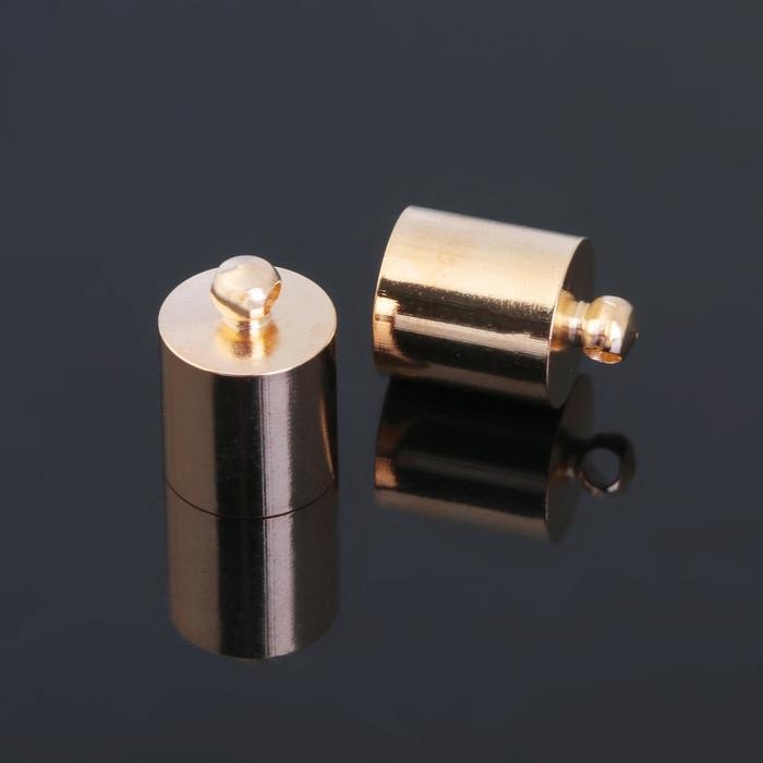 Концевик-шапочка, СМ-165,(набор 5 шт.), 1,2&times;0,8 см, d (внутренний)=0,7 см, цвет золото