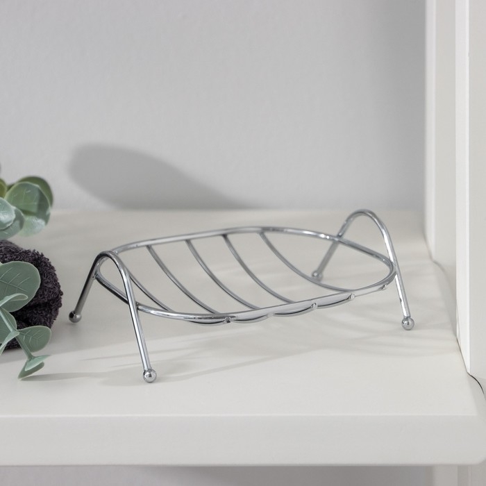 Мыльница на ножках Доляна &laquo;Сибарит&raquo;, 12&times;9.5&times;4 см, хромированная