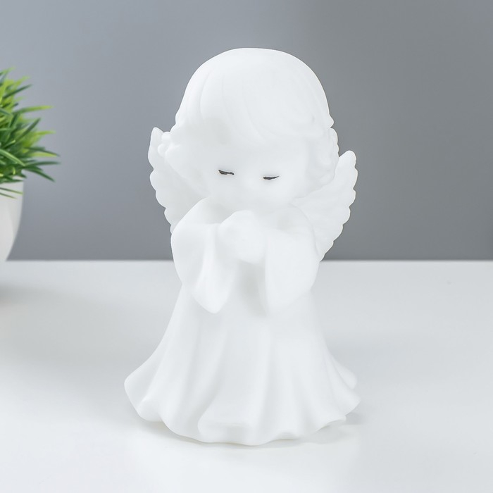 Фигурка светящаяся RISALUX &laquo;Ангелочек&raquo;, LED-ночник, батарейки 3&times;LR44, белый, 8.5&times;8&times;14.5 см