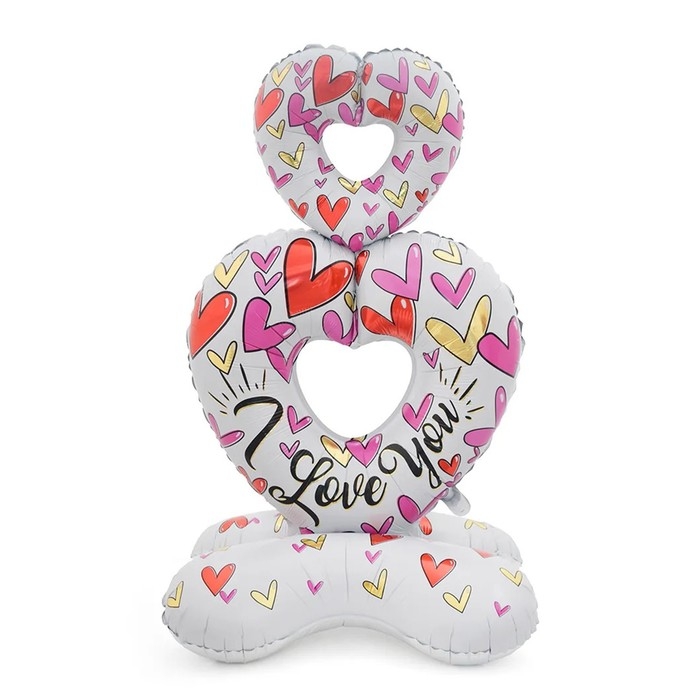 Шар фольгированный 55"&laquo;Большое нежное сердце на подставке&raquo;, под воздух