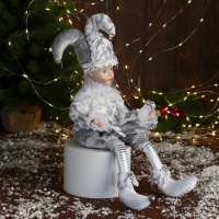 Новогодний шут "В нарядном костюмчике" музыка шевелит головой, 46 см, белый