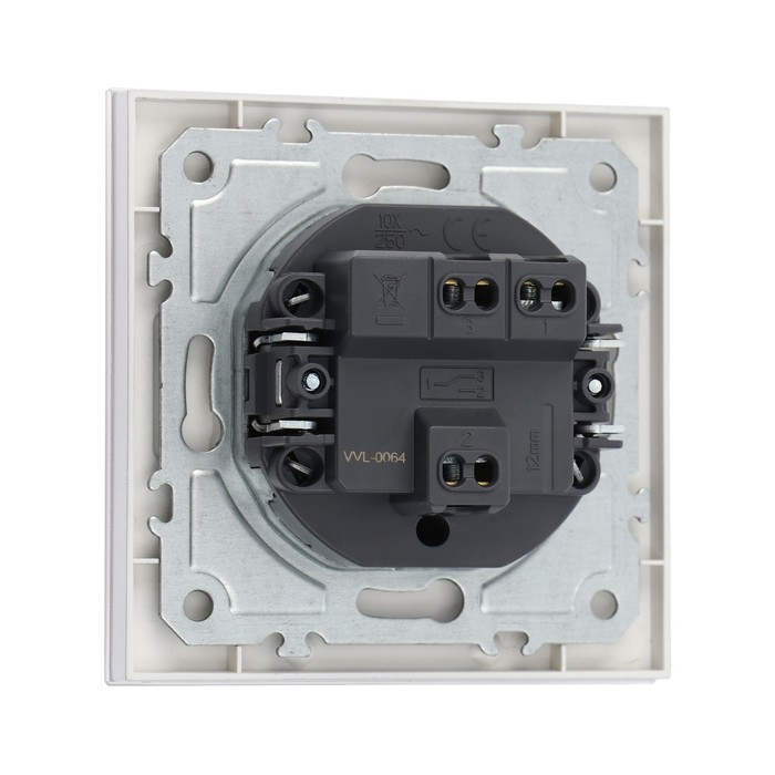 Выключатель проходной TOT Matte Glass, 10 А, 1 кл., скрытый, стекло, серебристый Выключатель проходной TOT Matte Glass, 10 А, 1 кл., скрытый, стекло, серебристый