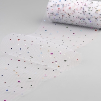 Фатин с разноцветными блёстками, 15 см, 11 ± 1 г/кв.м, 23 ± 1 м, цвет белый №1 Фатин с разноцветными блёстками, 15 см, 11 ± 1 г/кв.м, 23 ± 1 м, цвет белый №1