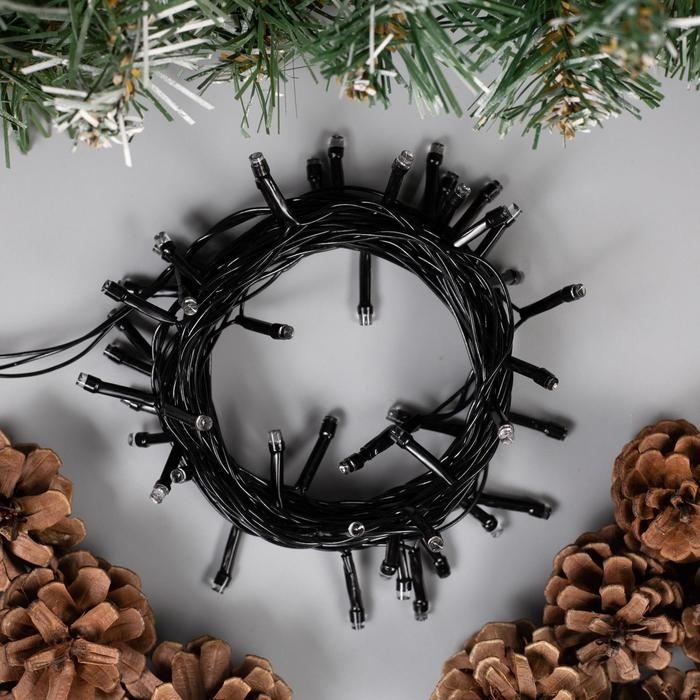 Гирлянда &laquo;Нить&raquo; 5 м, IP20, тёмная нить, 50 LED, свечение жёлтое, 8 режимов, 220 В