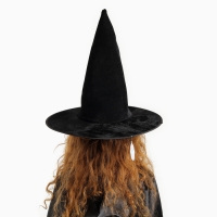 Шляпа-конус «Ведьмочка», с завязками, лента цвета МИКС Шляпа-конус «Ведьмочка», с завязками, лента цвета МИКС