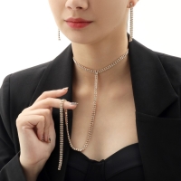 Набор 2 предмета: серьги, колье &laquo;Лёд&raquo; дорожка мелкая, цвет белый в золоте, 30 см