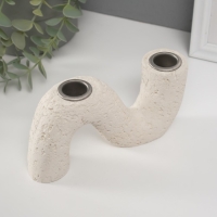 Подсвечник гипс, металл на 2 свечи "Абстракция. Волна" d=2,5 см 3,5х16,5х8,7 см