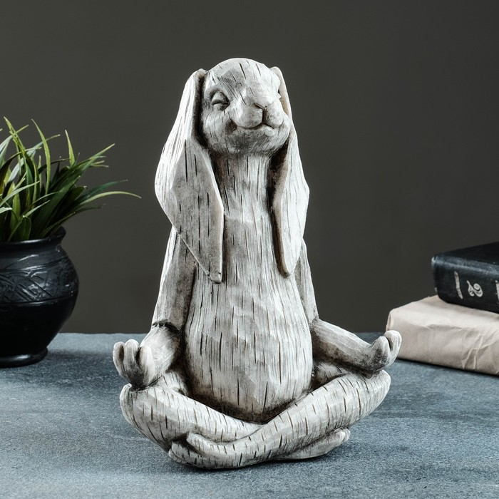 Фигура "Заяц йог" 25х19х10см, серый камень