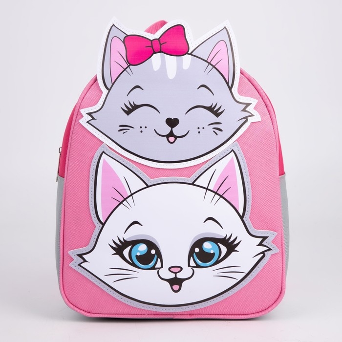 Рюкзак школьный текстильный &laquo;Котята&raquo;, с нашивками, 27х23&times;10 см