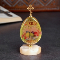 Яйцо на подставке "Христос Воскресе" №4, селенит Яйцо на подставке "Христос Воскресе" №4, селенит