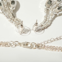 Набор 2 предмета: серьги, колье &laquo;Торжество&raquo; лепестки в 2 ряда, цвет радужно-белый в серебре, 40 см