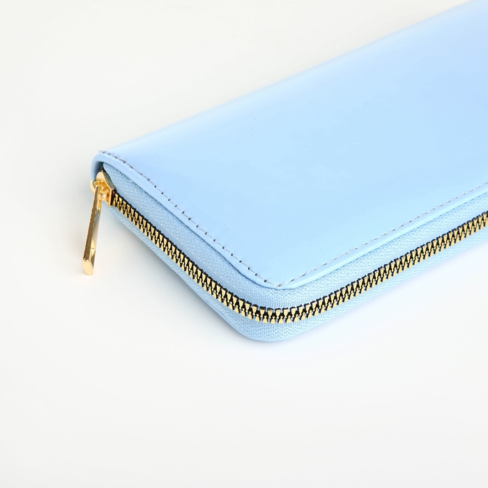 Кошелёк женский на молнии, лакированный, цвет голубой Кошелёк женский на молнии, лакированный, цвет голубой