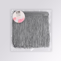 Тесьма декоративная «Бахрома», 20 см, 5 ± 0,5 м, цвет серый Тесьма декоративная «Бахрома», 20 см, 5 ± 0,5 м, цвет серый