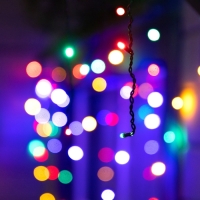 Гирлянда &laquo;Бахрома&raquo; 6 &times; 0.7 м, IP44, УМС, тёмная нить, 120 LED, свечение мульти, 220 В