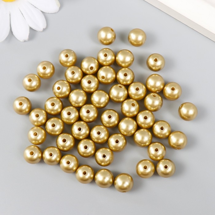 Набор бусин Набор бусин "Рукоделие" пластик, диаметр 10 мм, 25 гр, золотой