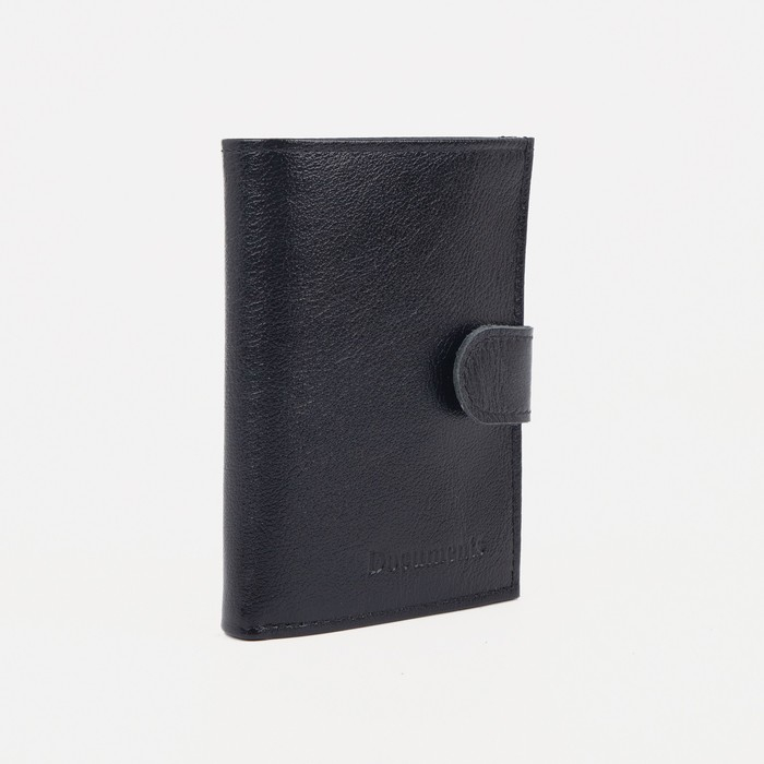 Портмоне мужское на кнопке, отдел для автодокументов, цвет чёрный Портмоне мужское на кнопке, отдел для автодокументов, цвет чёрный