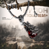 Кулон-амулет &laquo;Помпеи&raquo; дракон, цвет красный в чернёном серебре, 70 см