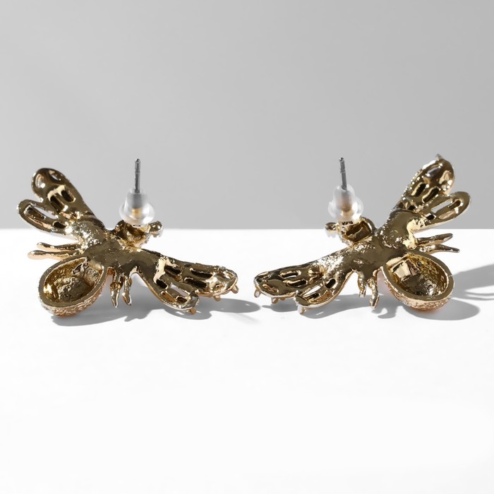 Серьги с жемчугом &laquo;Мухи&raquo; сказочные, цвет белый в золоте